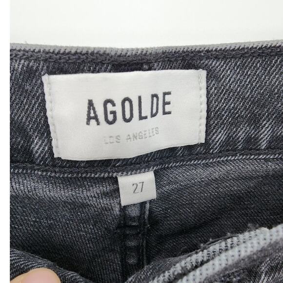 Agolde Freya High Rise Slim Button Fly‎ Jeans Size 27 Black Salt Wash - Picture 9 of 9